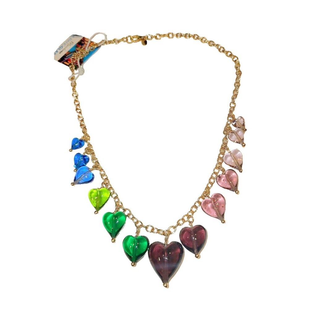 Dyadema Murano | Glass Heart Venetian Bronze Necklace Handcrafted Made in Italy